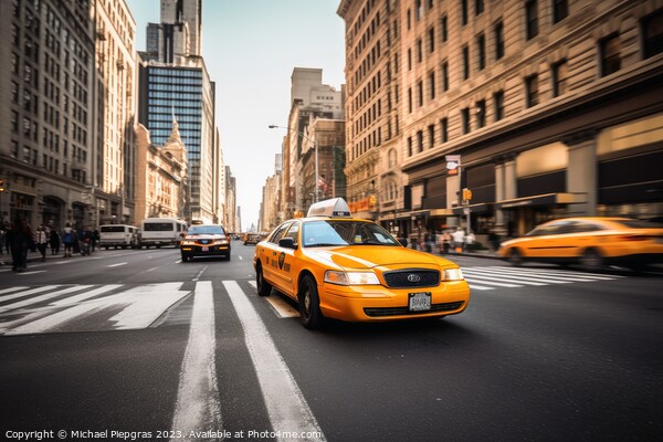 A yellow taxi in the streets of New York created with generative Picture Board by Michael Piepgras