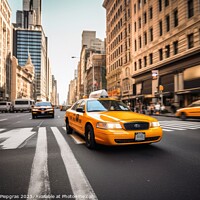 Buy canvas prints of A yellow taxi in the streets of New York created with generative by Michael Piepgras
