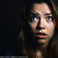 Buy canvas prints of Portrait of a stunned woman in studio light created with generat by Michael Piepgras