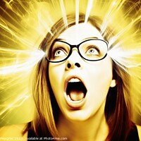 Buy canvas prints of Portrait of a surprised woman in bright light created with gener by Michael Piepgras