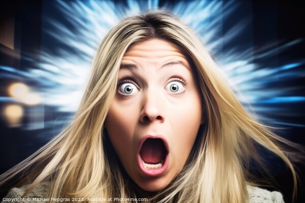 Portrait of a surprised woman in bright light created with gener Picture Board by Michael Piepgras