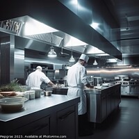 Buy canvas prints of Professional chefs cooking in a modern kitchen created with gene by Michael Piepgras
