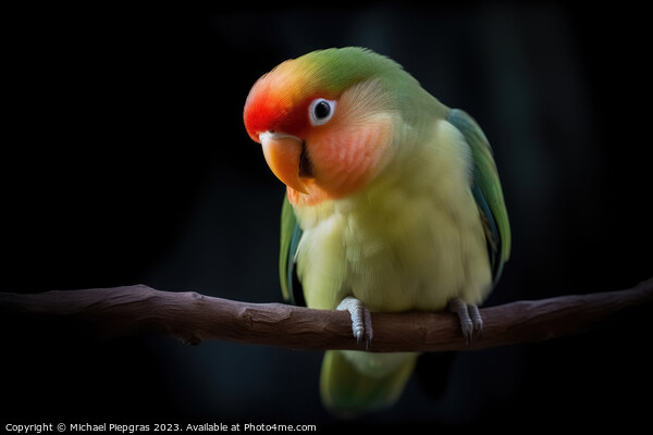 A beautiful lovebird created with generative AI technology. Picture Board by Michael Piepgras