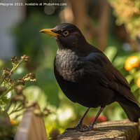 Buy canvas prints of A blackbird in the garden that keeps order created with generati by Michael Piepgras