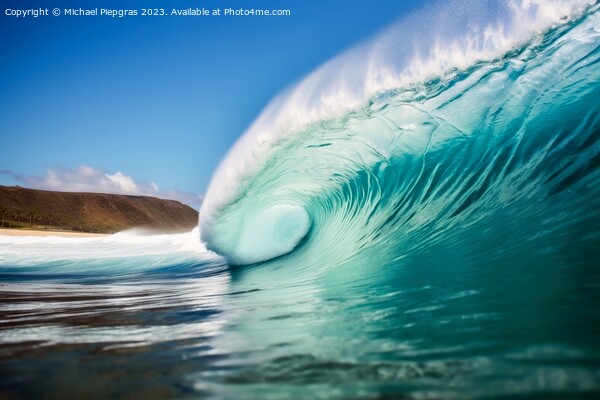 A giant tsunami wave arriving at a tropical beach created with g Picture Board by Michael Piepgras