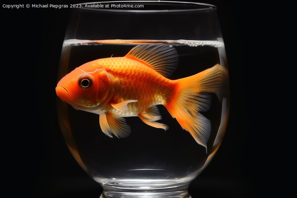 A goldfish swimming in a glass created with generative AI techno Picture Board by Michael Piepgras
