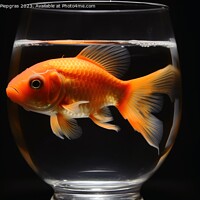 Buy canvas prints of A goldfish swimming in a glass created with generative AI techno by Michael Piepgras