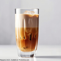 Buy canvas prints of A latte macchiato in a glas on a white background created with g by Michael Piepgras
