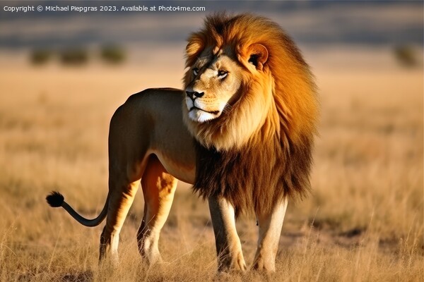 A male lion in the savannah king of animals created with generat Picture Board by Michael Piepgras