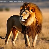 Buy canvas prints of A male lion in the savannah king of animals created with generat by Michael Piepgras
