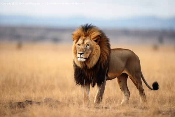 A male lion in the savannah king of animals created with generat Picture Board by Michael Piepgras