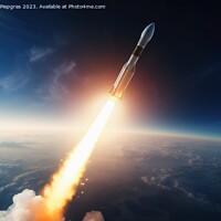 Buy canvas prints of A modern rocket launching from earth created with generative AI  by Michael Piepgras