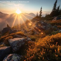Buy canvas prints of A money shot sunrise in the high mountains created with generati by Michael Piepgras