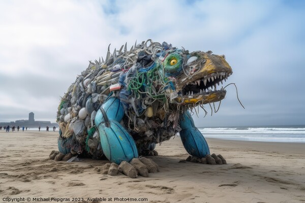 A monster made of plastic waste on the ocean beach created with  Picture Board by Michael Piepgras