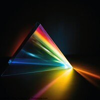 Buy canvas prints of A prism dividing a lightbeam into the spectral colors created wi by Michael Piepgras
