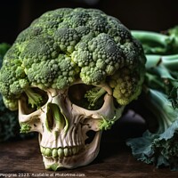 Buy canvas prints of A skull made of broccoli created with generative AI technology. by Michael Piepgras
