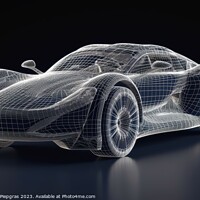 Buy canvas prints of A sports car that transitions into a wireframe model created wit by Michael Piepgras