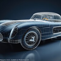 Buy canvas prints of A sports car that transitions into a wireframe model created wit by Michael Piepgras