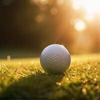 Buy canvas prints of Close-up of a golf ball on the green created with generative AI  by Michael Piepgras