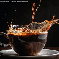 Buy canvas prints of Coffee splashing in a coffee cup created with generative AI tech by Michael Piepgras