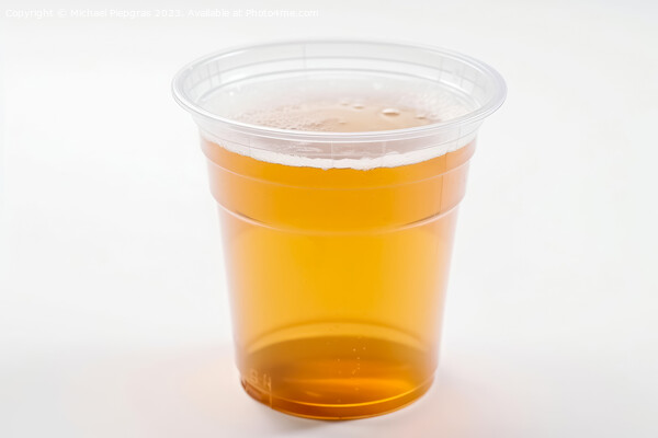 Glass of beer in a plastic tumbler on a white background created Picture Board by Michael Piepgras