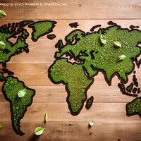 Buy canvas prints of Green worldmap stopping climate change created with generative A by Michael Piepgras