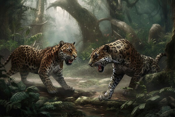 Rumble in the jungle two beasts fighting created with generative Picture Board by Michael Piepgras
