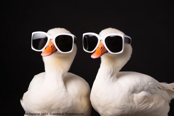 Two cool goose wearing sunglasses created with generative AI tec Picture Board by Michael Piepgras