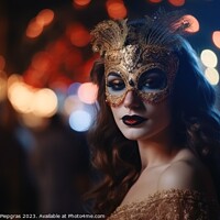 Buy canvas prints of A beautiful woman in an elegant dress with a Venetian carnival m by Michael Piepgras