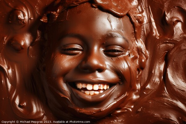 A happy childs face made of chocolate created with generative AI Picture Board by Michael Piepgras