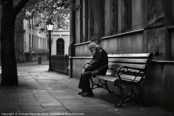A lonely and sad person sitting on a bench created with generati Picture Board by Michael Piepgras