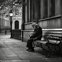 Buy canvas prints of A lonely and sad person sitting on a bench created with generati by Michael Piepgras