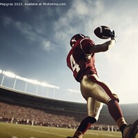 Buy canvas prints of American football in flight being catched by a player created wi by Michael Piepgras