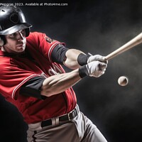 Buy canvas prints of A Baseball player hitting a perfect home run created with genera by Michael Piepgras