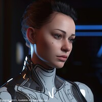 Buy canvas prints of Futuristic female android with cybord technology created with ge by Michael Piepgras