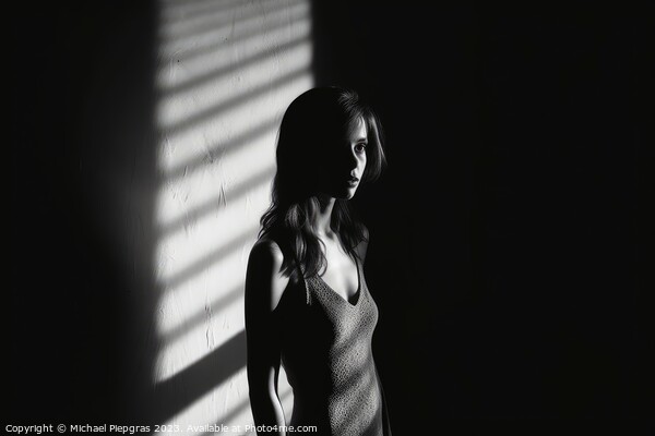 A Woman in light and shadow in black and white created with gene Picture Board by Michael Piepgras
