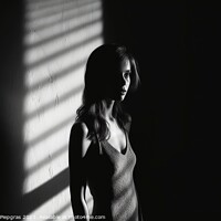 Buy canvas prints of A Woman in light and shadow in black and white created with gene by Michael Piepgras
