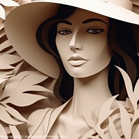 Buy canvas prints of Portrait of a beautiful woman in paper style created with genera by Michael Piepgras