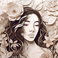 Buy canvas prints of Portrait of a beautiful woman in paper style created with genera by Michael Piepgras