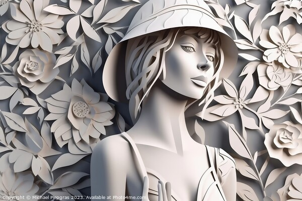 Portrait of a beautiful woman in paper style created with genera Picture Board by Michael Piepgras