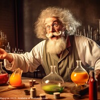 Buy canvas prints of A crazy physicist at work in his laboratory created with generat by Michael Piepgras