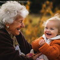 Buy canvas prints of A grandma playing with her grandchild created with generative AI by Michael Piepgras