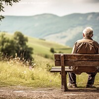 Buy canvas prints of A lonely retired man on a bench created with generative AI techn by Michael Piepgras