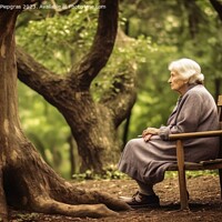 Buy canvas prints of A lonely retired woman on a bench created with generative AI tec by Michael Piepgras