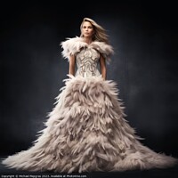 Buy canvas prints of A woman wearing an elegant dress made of feathers created with g by Michael Piepgras