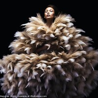 Buy canvas prints of A woman wearing an elegant dress made of feathers created with g by Michael Piepgras