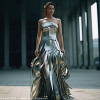 Buy canvas prints of A woman wearing an elegant dress made of steel created with gene by Michael Piepgras