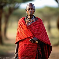 Buy canvas prints of An african Masai in traditional robes created with by Michael Piepgras