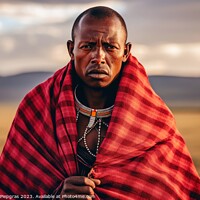 Buy canvas prints of An african Masai in traditional robes created with by Michael Piepgras