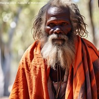 Buy canvas prints of An Australian Aborigine in traditional robes created with genera by Michael Piepgras